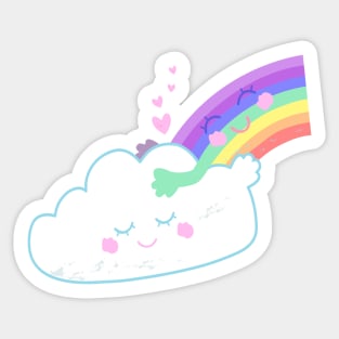 Best Friends Rainbow Cloud Hug Sticker